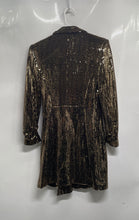 Load image into Gallery viewer, Zara Basic Womens Metallic Gold Black Long Sleeve Blazer Dress Size Medium
