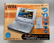 Load image into Gallery viewer, JWin JD-VD745 Silver Dolby Digital 7 Inch TFT LCD Portable DVD Player Not Tested
