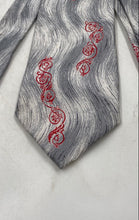 Load image into Gallery viewer, Versace Mens Gray Red Printed Silk Adjustable Designer Tie Rip &amp; Tear
