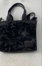 Load image into Gallery viewer, DKNY Womens Black Camo Print Detachable Strap Top Handle Tote Purse
