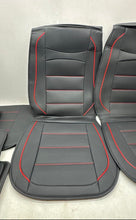 Load image into Gallery viewer, Black Red Faux Leather Piping Vehicle Car Seat Covers With Box
