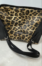Load image into Gallery viewer, Nine West Womens Black Brown Leopard Print Faux Leather Shoulder Handbag
