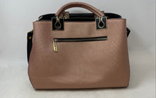 Load image into Gallery viewer, Michael Kors Womens Pink Black Detachable Strap Charm Double Handle Satchel Bag
