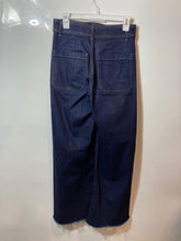 Load image into Gallery viewer, Zara Womens Blue Denim Dark Wash Raw Hem Patch Pocket Wide-Leg Jeans Size 4
