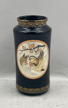 Load image into Gallery viewer, The Art Chokin Black Gold-Tone Bird Design Decorative Japanese Porcelain Vase
