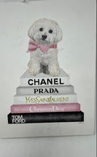 Load image into Gallery viewer, Wall Hanging Decorative Fashion Designer Pet Dog Bookstack Artwork Print
