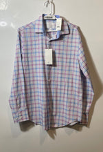 Load image into Gallery viewer, Con.Struct Mens Blue Pink Long Sleeve 4 Way Stretch Dress Shirt Size M With Tag
