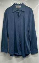 Load image into Gallery viewer, Perry Ellis Portfolio Mens Blue Textured Dobby Dress Shirt Size 16.5 34/35
