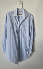 Load image into Gallery viewer, Brooks Brothers Mens Blue White Striped Traditional Fit Dress Shirt Size 15-33
