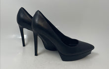 Load image into Gallery viewer, Jennifer Lopez Womens Black Leather Pointed Toe Stiletto Platform Heels Size 10
