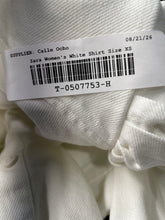 Load image into Gallery viewer, Zara Womens White Denim Collared Long Puff Sleeve Button-Up Shirt Size XS
