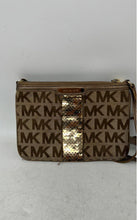 Load image into Gallery viewer, Michael Kors Womens Brown Signature Print Adjustable Strap Zip Top Crossbody Bag
