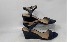 Load image into Gallery viewer, Antonio Melani Womens Blue Leather Open Toe Wedge Ankle Strap Sandals Size 7.5 M

