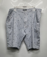 Load image into Gallery viewer, Express Mens Blue Printed Flat Front Slash Pocket Anchor Chino Shorts Size 36
