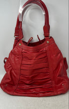 Load image into Gallery viewer, Liz Claiborne Womens Red Leather Inner Pockets Double Handle Shoulder Bag
