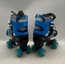Load image into Gallery viewer, Taiker Unisex Kids Black Blue White Adjustable Four Wheeled Roller Skates 34-37
