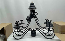 Load image into Gallery viewer, Havenbury Matte Black 6-Light Outdoor Corded Chandelier With Accessories
