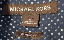 Load image into Gallery viewer, Michael Kors Mens Blue Geometric Print Cotton Classic Fit Button-Up Shirt Size S
