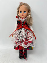 Load image into Gallery viewer, Vintage European Souvenir Blonde Blue Eyes Fashion Doll With Outfit
