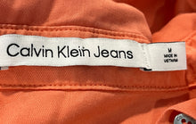 Load image into Gallery viewer, Calvin Klein Jeans Womens Orange Long Sleeve Collared Button-Up Shirt Size M

