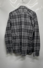 Load image into Gallery viewer, Express Mens Gray Plaid Collared Long Sleeve Dress Shirt Size Medium
