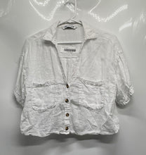 Load image into Gallery viewer, Zara Womens White Short Sleeve Cropped Blouse Top Size Large
