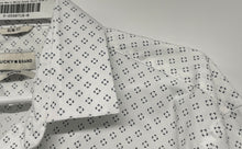 Load image into Gallery viewer, Lucky Brand Mens White Black Printed Slim Fit Stretch Button-Up Shirt Size L
