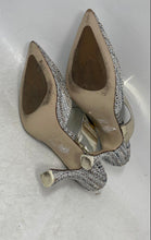 Load image into Gallery viewer, Beautiisoles Womens Gray White Pointed Toe Slip-On Mule Heels Size EUR 37
