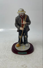 Load image into Gallery viewer, Flambro Porcelain Emmett Kelly 10 Years Of Collecting Sweeping Clown Figurine
