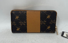 Load image into Gallery viewer, Beverly Hills Polo Club Womens Beige Brown Leather Zip-Around Wallet With Tags

