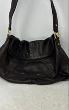 Load image into Gallery viewer, Sigrid Olsen Womens Dark Brown Leather Pebbled Inner Pockets Shoulder Bag
