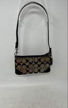 Load image into Gallery viewer, Coach Womens Brown Black Signature Print Charm Zipper Demi Wristlet Wallet
