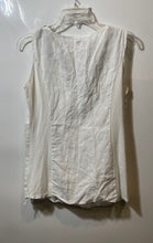 Load image into Gallery viewer, Lina Tomei Womens White Sleeveless Embellished Round Neck Blouse Top Size L

