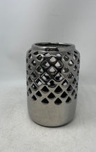 Load image into Gallery viewer, Silver-Tone Geometric Cut-Out Round Edge Tabletop Decorative Vase
