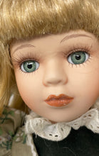Load image into Gallery viewer, Blonde Hair Blue Eyes Vintage Style Porcelain Doll With Floral Dress Outfit

