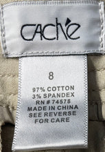 Load image into Gallery viewer, Cache Womens Beige Khaki Pockets Stretch Cropped Capri Pants Size 8
