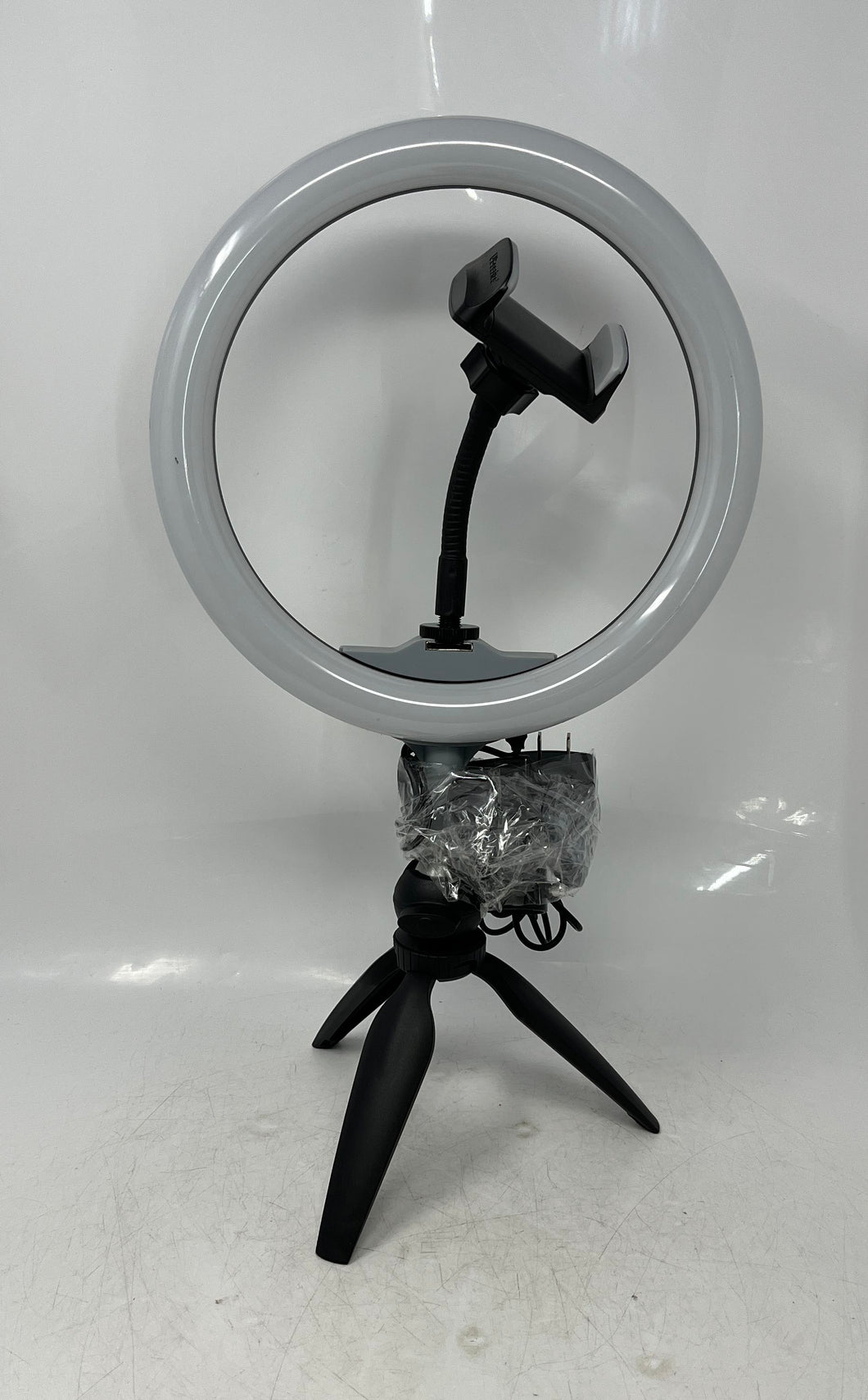 Ubeesize Black LED Ring Light Tripod Adjustable Holder Desk Stand Powers On