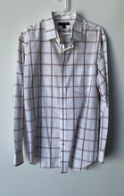 Load image into Gallery viewer, Banana Republic Mens Beige Dark Plaid Print Classic Fit Dress Shirt Sz L 16-16.5
