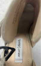 Load image into Gallery viewer, Ariat Womens Cream Brown Leather Peep Toe Block Heel Ankle Booties Size 7.5 B
