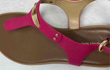 Load image into Gallery viewer, Michael Kors Womens MK Plate Pink Brown Open Toe Flat Thong Sandals Size 9M
