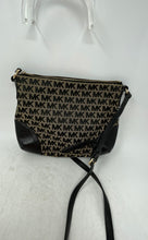 Load image into Gallery viewer, Michael Kors Womens Black Beige Monogram Print Zipper Crossbody Handbag

