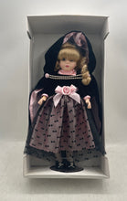 Load image into Gallery viewer, Victorian Collection Genuine Porcelain Doll Black Gold Dress By Melisa Jane
