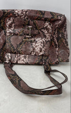 Load image into Gallery viewer, Nine West Womens Brown Snakeskin Print Faux Leather Pockets Shoulder Handbag
