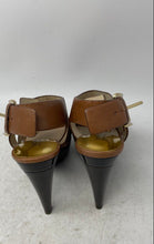 Load image into Gallery viewer, Michael Kors Womens Carla Brown Leather Peep Toe Buckle Platform Sandals Sz 5.5M
