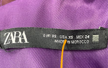 Load image into Gallery viewer, Zara Womens Purple 3/4 Sleeve Pleated Double-Breasted Blazer Dress Size XS
