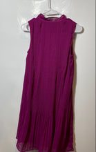 Load image into Gallery viewer, DKNY Womens Berry Sleeveless Tie Neck Pleated Knee-Length Shift Dress Size 2
