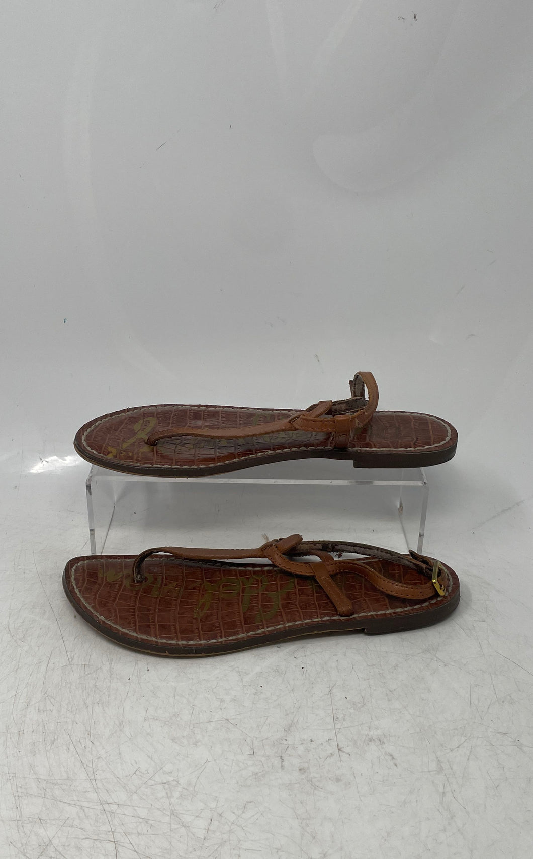 Sam Edelman Womens Gigi Brown Leather Adjustable Strap Thong Sandals Size 6