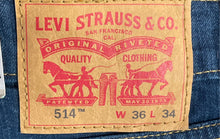 Load image into Gallery viewer, Levi's Mens 514 Blue Medium Wash Regular Fit Straight Leg Jeans Size 36/34 w/Tag

