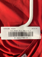 Load image into Gallery viewer, Zara Womens Red Long Sleeve Round Neck Cropped Blouse Top Size Small
