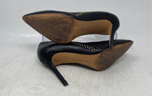 Load image into Gallery viewer, Vince Camuto Womens Black Gold Leather Slip-On Pointed Toe Pump Heels Size 5.5M
